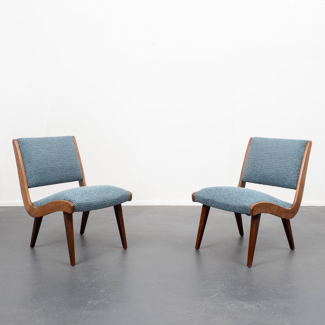 Armchair 50s, newly upholstered and covered, two available