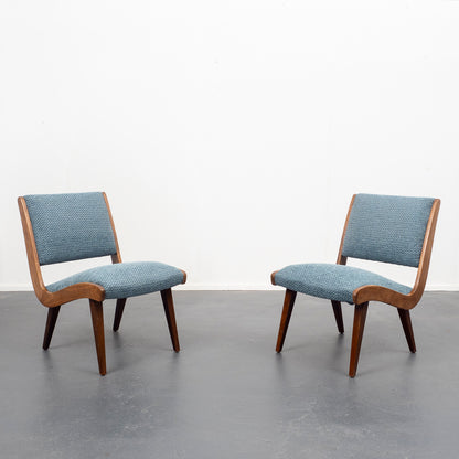 Armchair 50s, newly upholstered and covered, two available