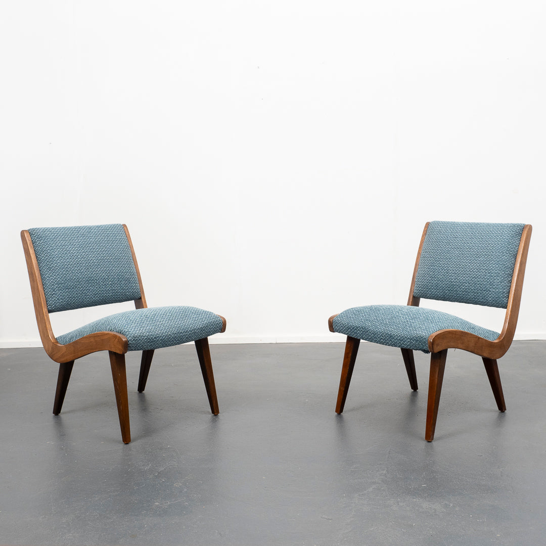 Armchair 50s, newly upholstered and covered, two available