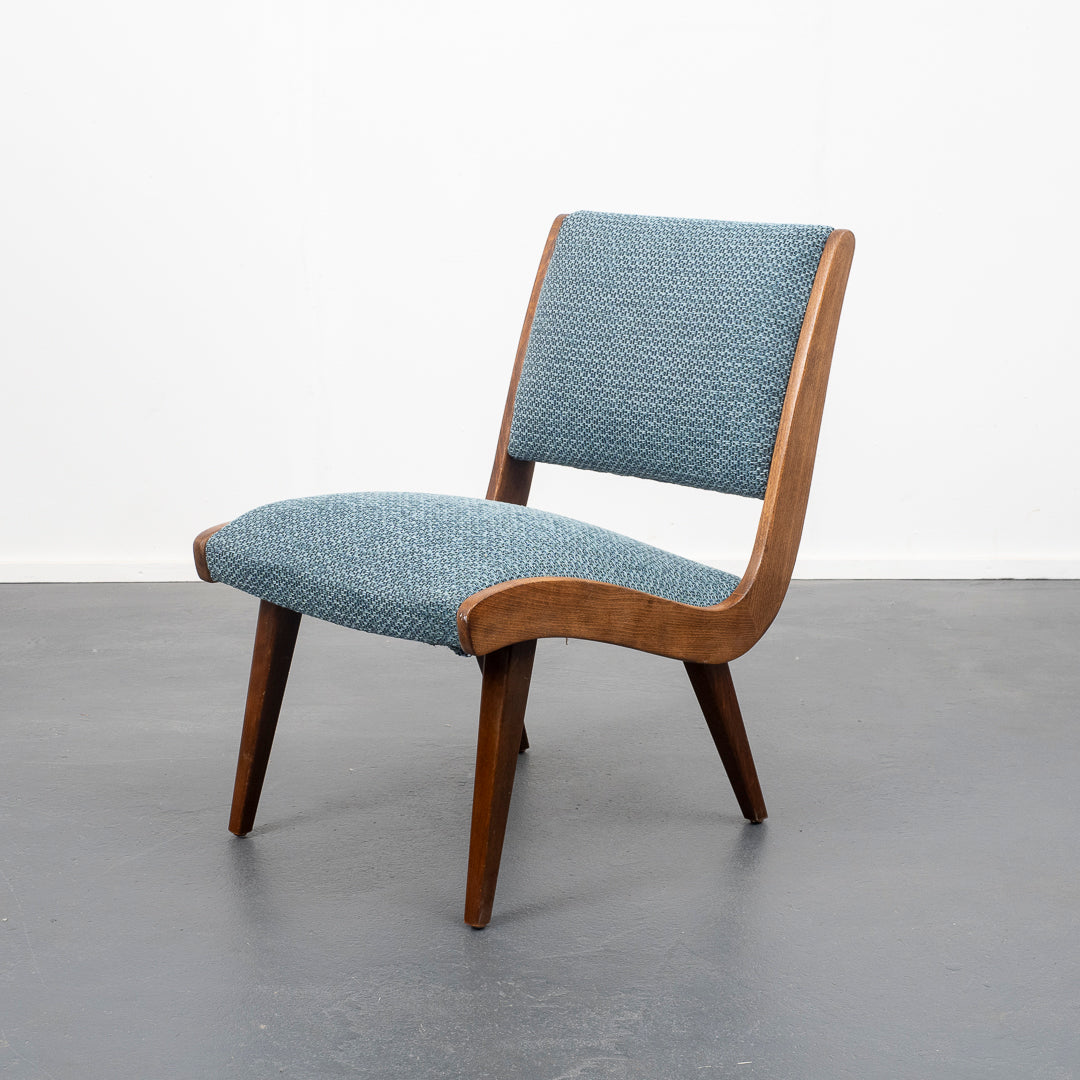 Armchair 50s, newly upholstered and covered, two available