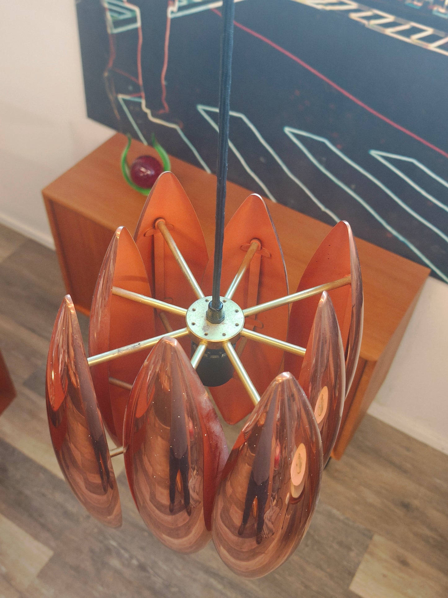 Fog und morup, Kupfer Deckenleuchte, Modell Kastor. Design jo Hammerborg, Dänemark