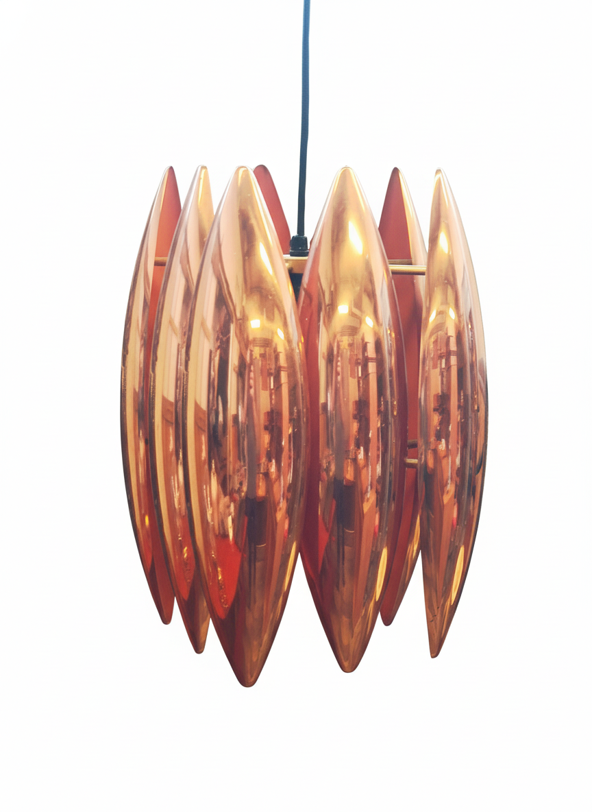 Fog und morup, Kupfer Deckenleuchte, Modell Kastor. Design jo Hammerborg, Dänemark