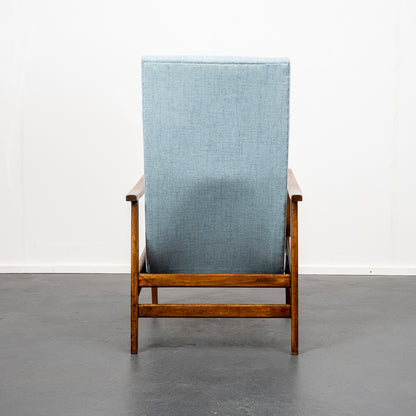 Fauteuil inclinable des années 1950, nouvellement rembourré, état neuf