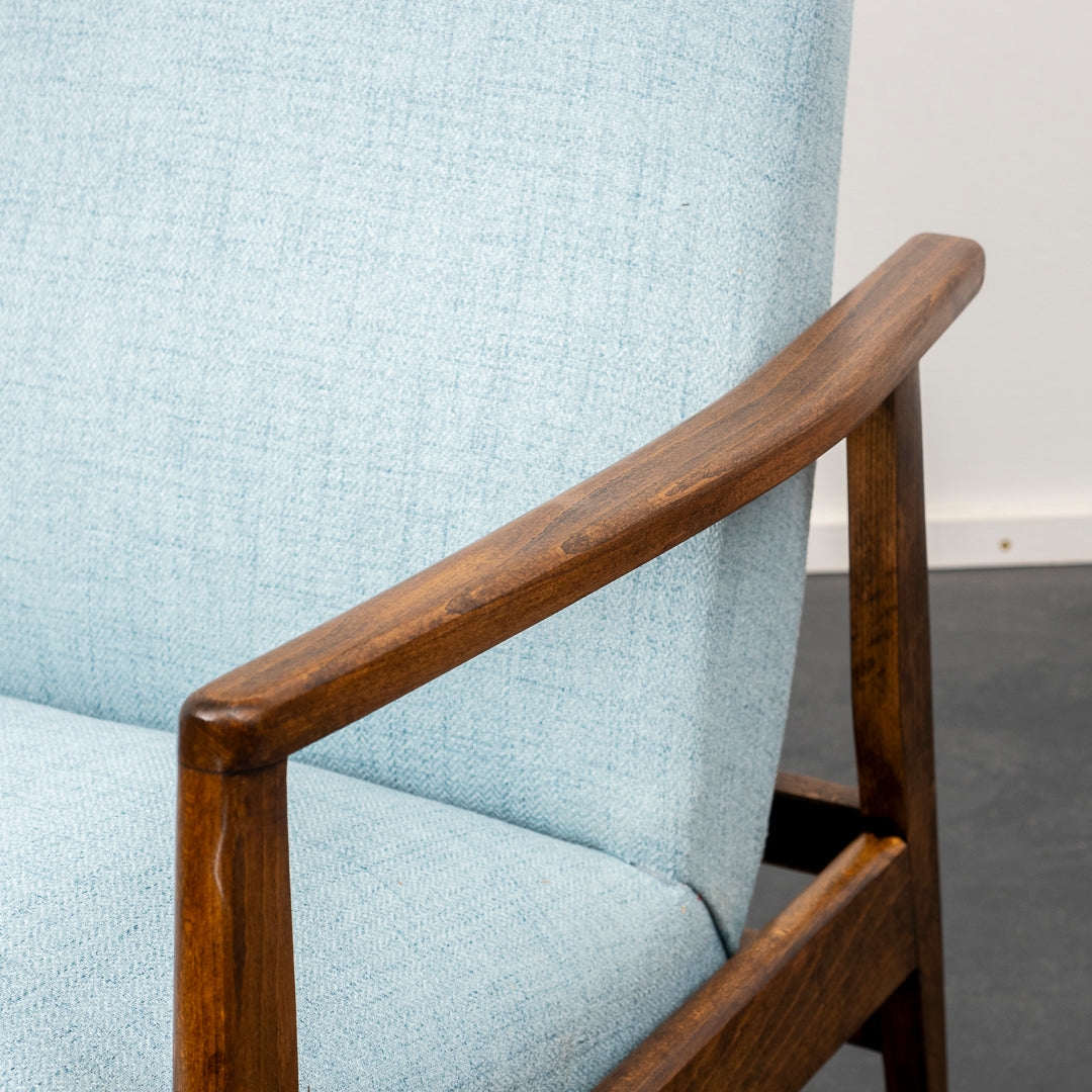 Fauteuil inclinable des années 1950, nouvellement rembourré, état neuf